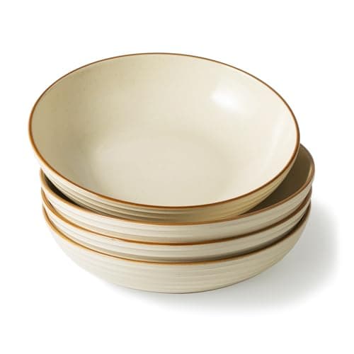 Famiware Moonlight 8.5 Inch Stoneware Bowls Set of 4, White — Vanilla White
