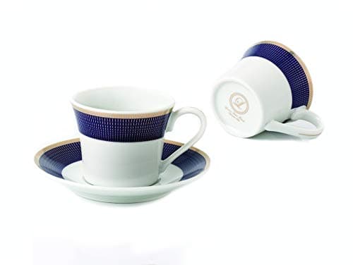 Midnight Blue Cups and Saucers by Lorren Home Trends