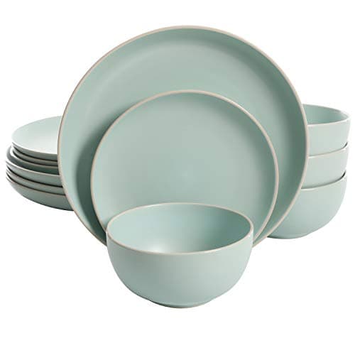 Gibson Home Rockaway Round Stoneware Dinnerware Set, Blue (4 Servings) — Teal