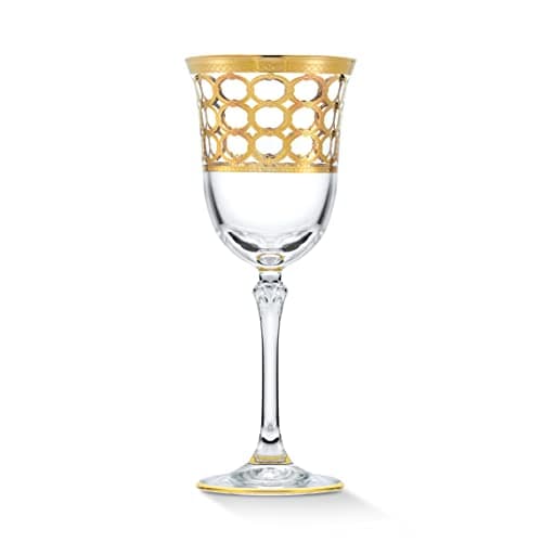 Lorren Home Trends Infinity Gold Ring White Wine Goblet Set
