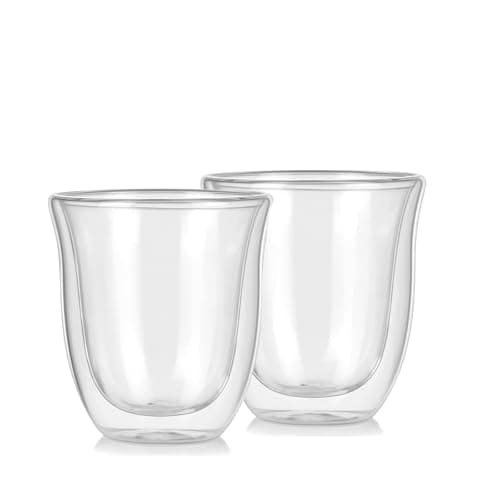 Double Walled Espresso Cups Set of 2, 5 oz Clear Insulated Mugs