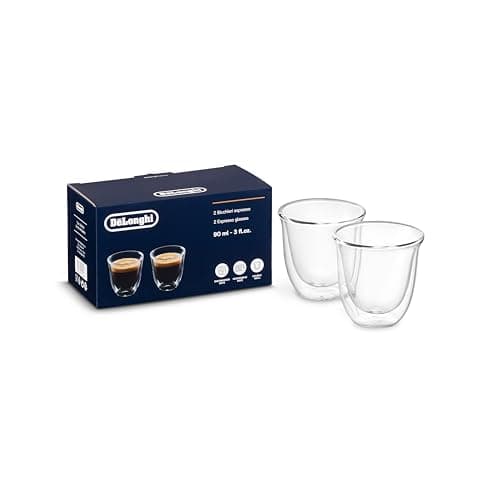 DeLonghi 3oz Double Wall Thermal Espresso Glasses, Set of 2