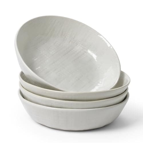 Famiware Moonlight 8.5 Inch Stoneware Bowls Set of 4, White