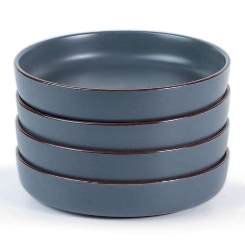 Famiware 8.5" Dawn Speckled Stoneware Pasta Bowl Set, Dark Gray, Set of 4 — Charcoal