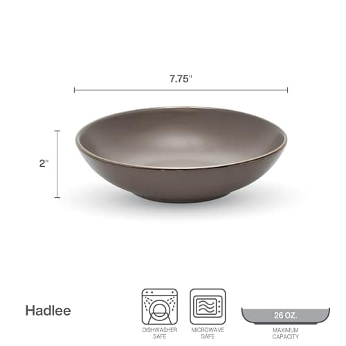 Pfaltzgraff Hadlee 7.7" Pasta Bowl Set of 4 - Stoneware Grey
