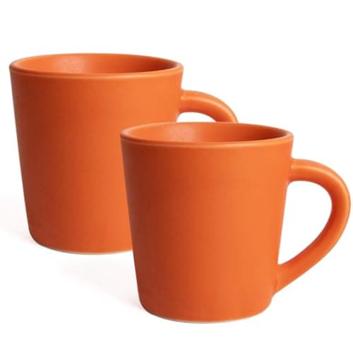 2-Pack White Ceramic Espresso Cups Set for Coffee and Tea — Orange