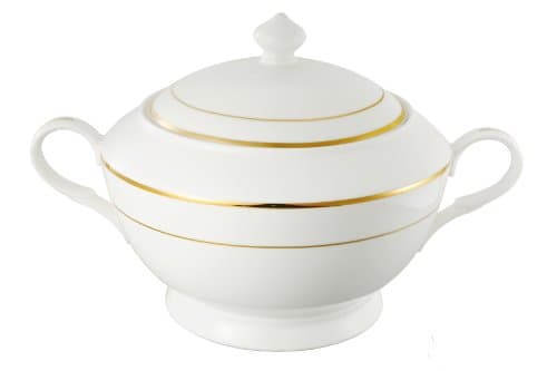 Lorren Home La Luna Collection Gold Design Bone China Soup Tureen with Lid