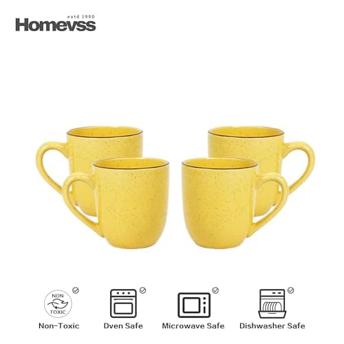Eur-Nordic Shiny Glaze Grey Dinnerware Set with Speckle Effect — Yellow