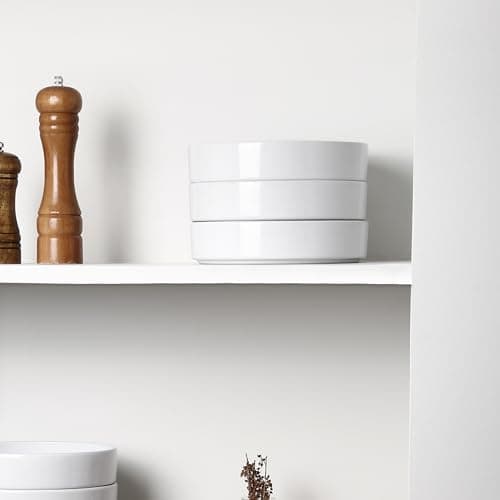 Stoneware Celina Bowl Set, 4-Piece White Pasta Bowls for Kitchen