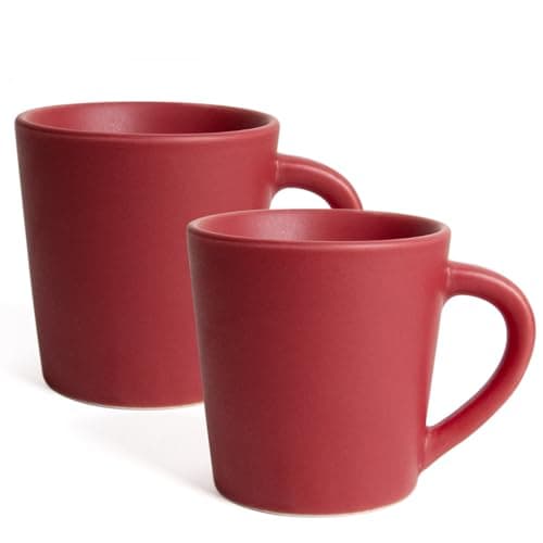 2-Pack White Ceramic Espresso Cups Set for Coffee and Tea — Red