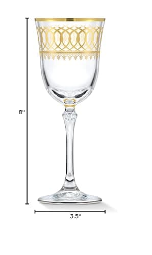 Lorren Home Gold Embellished Red Wine Goblet Set
