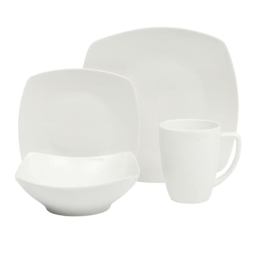Gibson Home Zen Buffet White Porcelain Dinnerware Set (16pcs, Square)
