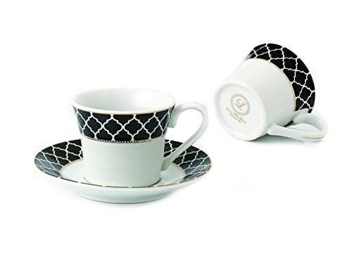 Domino-6 Cups and Saucers Set in Black