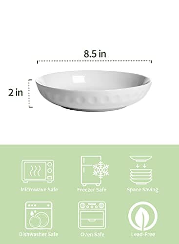 Onniyor 32 Ounce Microwave & Dishwasher Safe Pasta Bowl Set, White