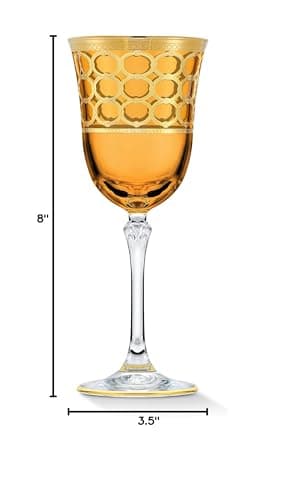 Lorren Home Trends Gold Ringed Red Wine Goblet, Set of 4 Amber