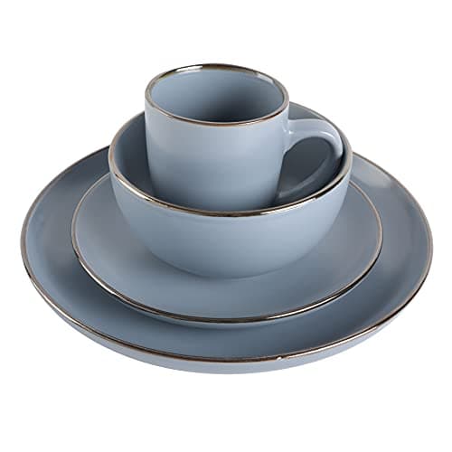 Gibson Home Rockaway Round Stoneware Dinnerware Set, Matte Blue (16pcs, Serves 4)