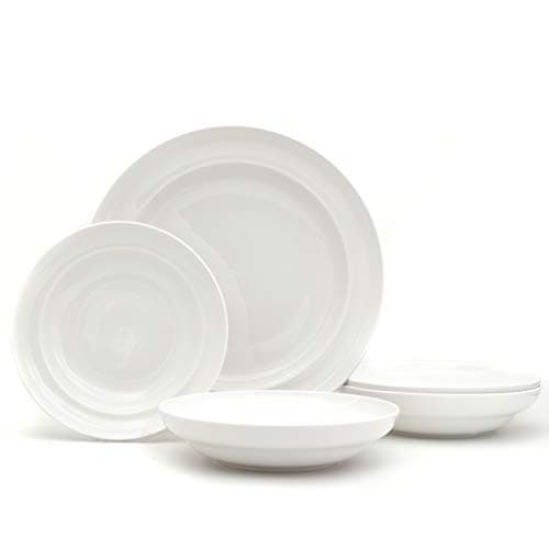 Refined and simplified title: EuroCeramica Essential Bowls Set: 4 Entrée Bowls (8.9'') + 1 Serving Bowl (12.99''), Classic White