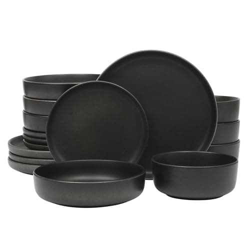 Gibson Elite Soho Lounge Dinnerware Set, Soft Square, Teal, Service for 4 (16pc) — Pasco Black