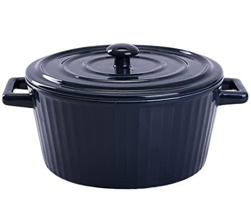 WHJY 1 Quart White Ceramic Casserole Dish with Lid for Baking — blue