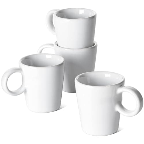 LE TAUCI 3 oz Espresso Cups, White Set of 4, Stackable Mini Mug Perfect for Home or Office