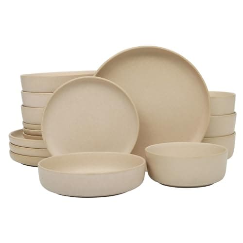 Gibson Elite Soho Lounge Dinnerware Set, Soft Square, Teal, Service for 4 (16pc) — Pasco Cream