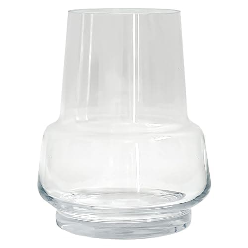Handmade Modern Large Glass Vase for Flowers, 7.5 Inch (Green) — Clear