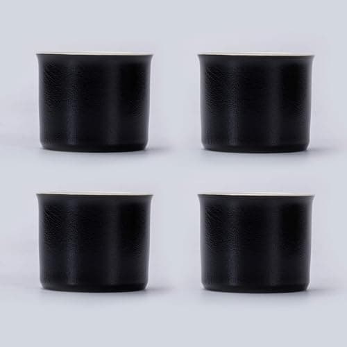 Ceramic Espresso Cups Set of 2, 2.5oz Demitasse Shots — Black