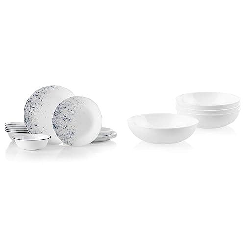 Corelle Vitrelle Portofino 18-Piece Dinnerware Set, Triple Layer Glass — Indigo Speckle