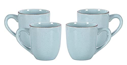 Eur-Nordic Shiny Glaze Grey Dinnerware Set with Speckle Effect — Light Blue