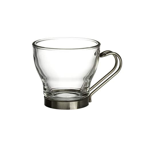 Set of 4 Bormioli Rocco Verdi Espresso Cups with Stainless Steel Handle, 3.5 oz, Gift Boxed