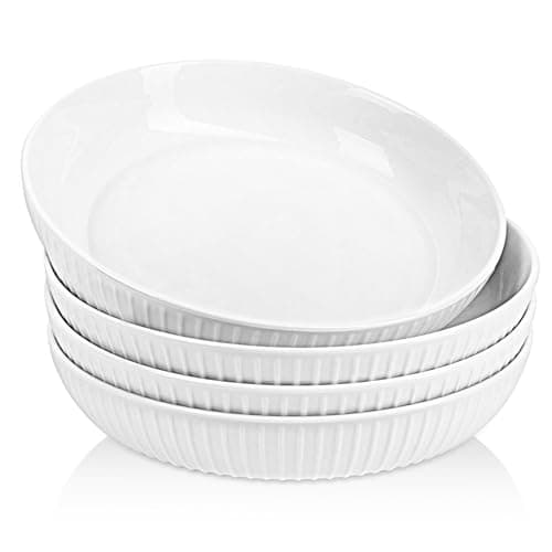 Mikasa Blue Ceramic Pasta Bowls Set of 4 8 Inch Salad & Serving — white 4pcs