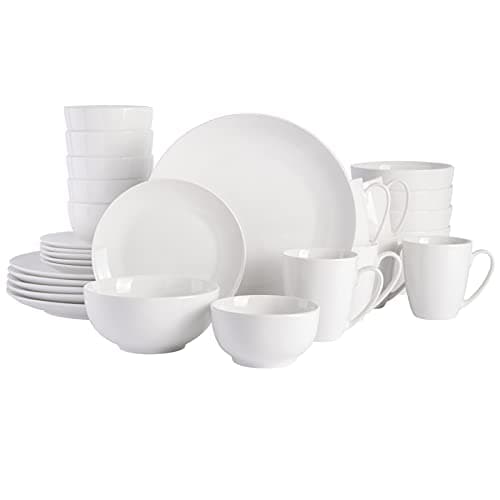 Gibson Home Zen Buffet Porcelain Dinnerware Set for 6 (30pcs), White
