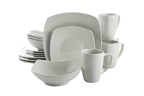 Gibson Home Zen Buffet White Porcelain Dinnerware Set (16pcs, Square) — Zen Buffet White