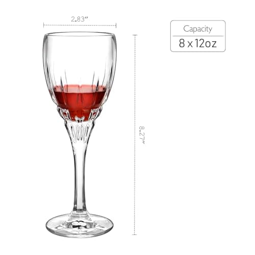 Avant-Garde Red Wine Glasses Set, 6 Pieces, 12 oz, Crystal Elegant