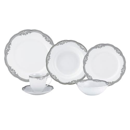 Elizabeth Silver Dinner Set by Lorren Home Trends