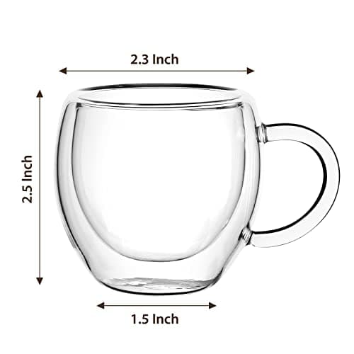 4-Pack 2.5 Oz Insulated Espresso Cups with Handle