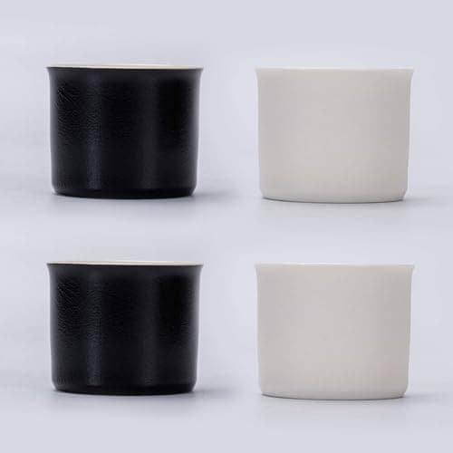 Ceramic Espresso Cups Set of 2, 2.5oz Demitasse Shots — black white