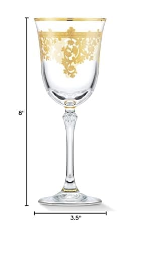 Gold Crystal Red Wine Goblets Set of 4 - Made in Italy (Pack 1)