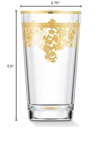 4-Piece Set of 24K Gold Crystal High Ball Tumblers - Made in Italy