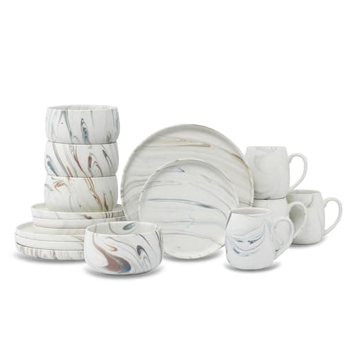 Lorren Home Trends 16-Piece Dinnerware Set, Dishwasher & Microwave Safe