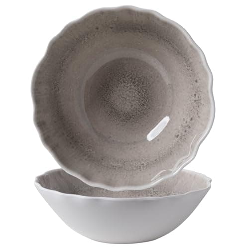 Vintage Cool Grey Melamine 9.25 Inch Bowls Set, 6 Piece Mealware — Reactive Warm Gray