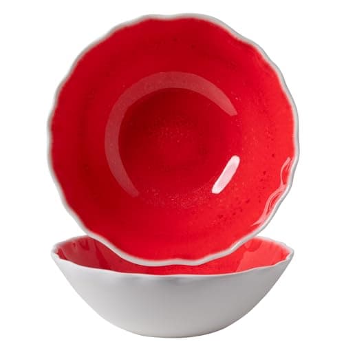 Vintage Cool Grey Melamine 9.25 Inch Bowls Set, 6 Piece Mealware — Reactive Red