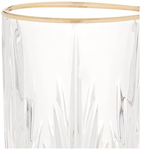 Lorren Home Trends Siena Collection Crystal Water or Ice Tea Glasses, Set of 4, 12 oz, Gold Band Design