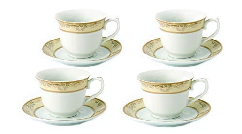 Lorren Home Trends Chloe 4 Cups and Saucers Gold