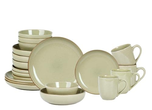 Eur-Nordic Shiny Glaze Grey Dinnerware Set with Speckle Effect — Beige