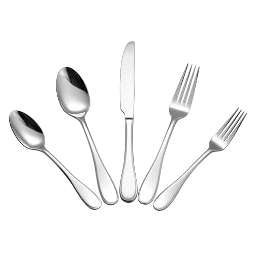 Lorren Home 20 Piece Stainless Steel Flatware Set, Dishwasher Safe, Serve 4