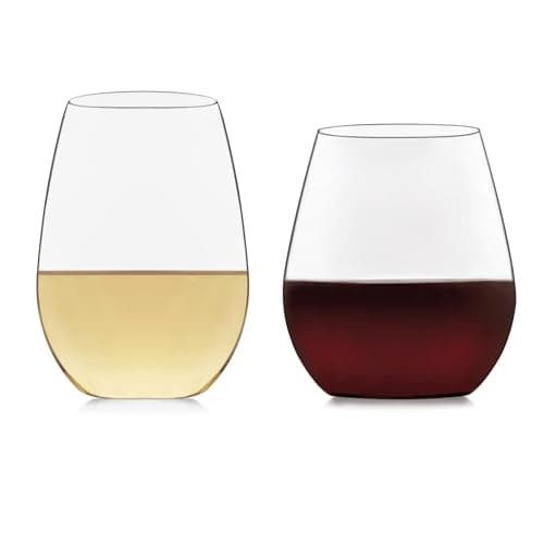 Libbey Signature Kentfield Curvature Wine Glass Set, Red & White, 4-Piece Gift Set — Stemless (21 & 19 oz)