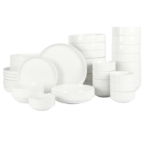 Gibson Home Zen Buffet Porcelain Dinnerware Set for 6 (30pcs), White — White (Round - 40pcs)