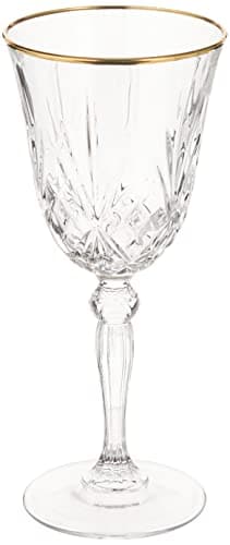 Crystal Flute Glasses with Gold Band Design, Set of 4 by Lorren Home Trends — White
