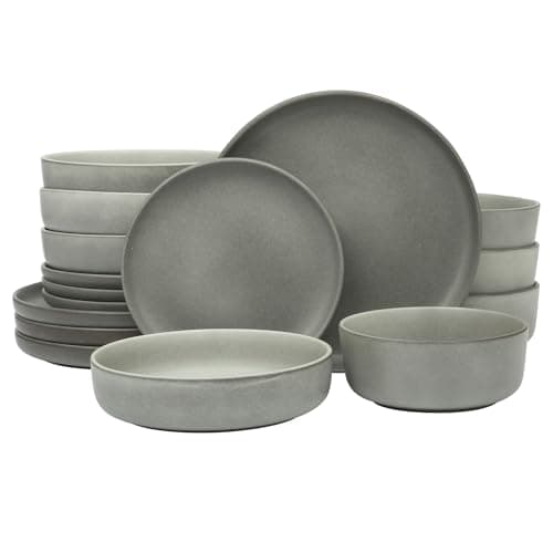 Gibson Elite Soho Lounge Dinnerware Set, Soft Square, Teal, Service for 4 (16pc) — Pasco Grey